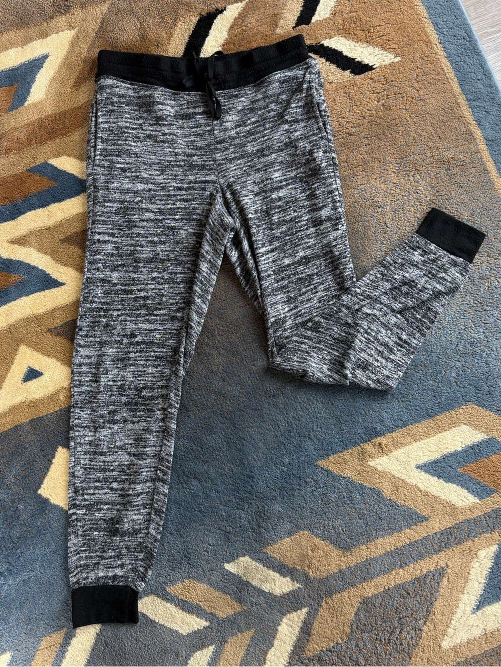 Women's Gray Marled Jogger Pants with Black Waistband (S)